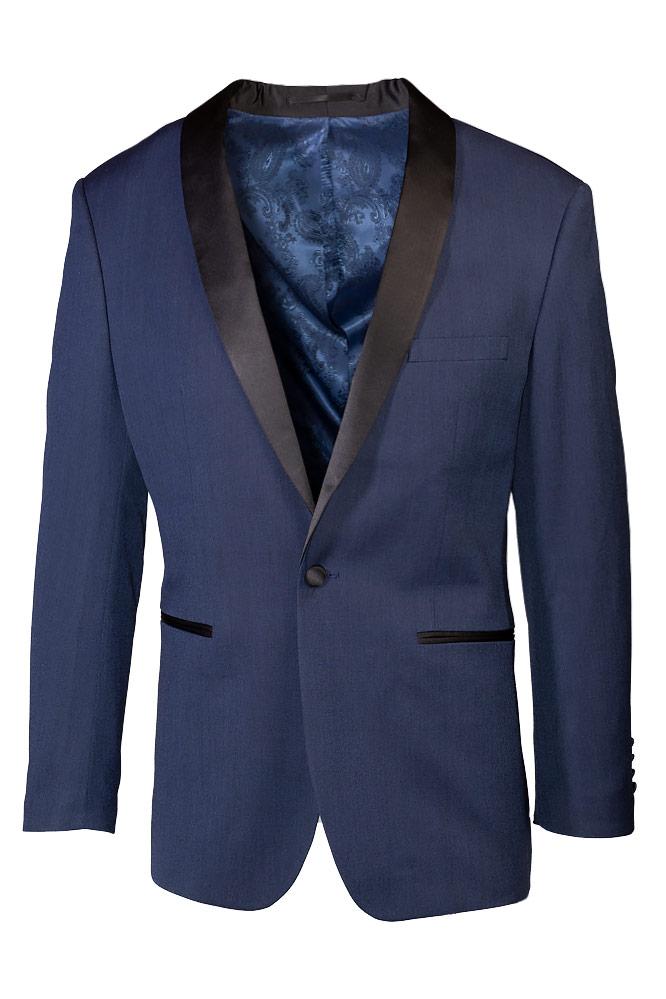 "Sebastian" Indigo Pindot Tuxedo Jacket Shawl (Separates) Tux-USA