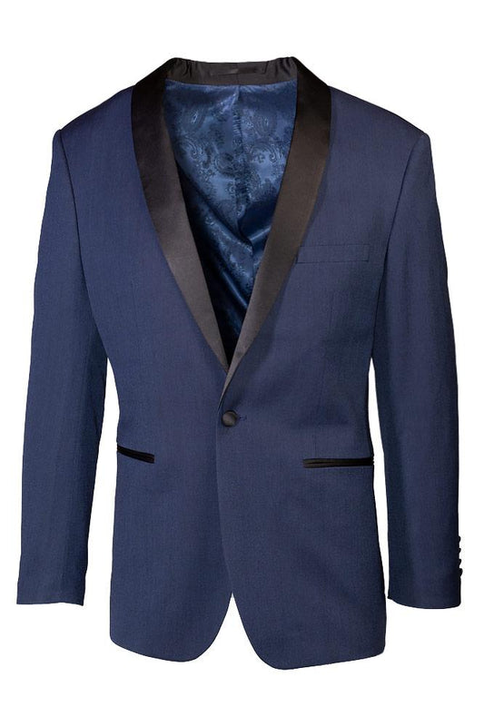 "Sebastian" Indigo Pindot Tuxedo Jacket Shawl (Separates) Tux-USA