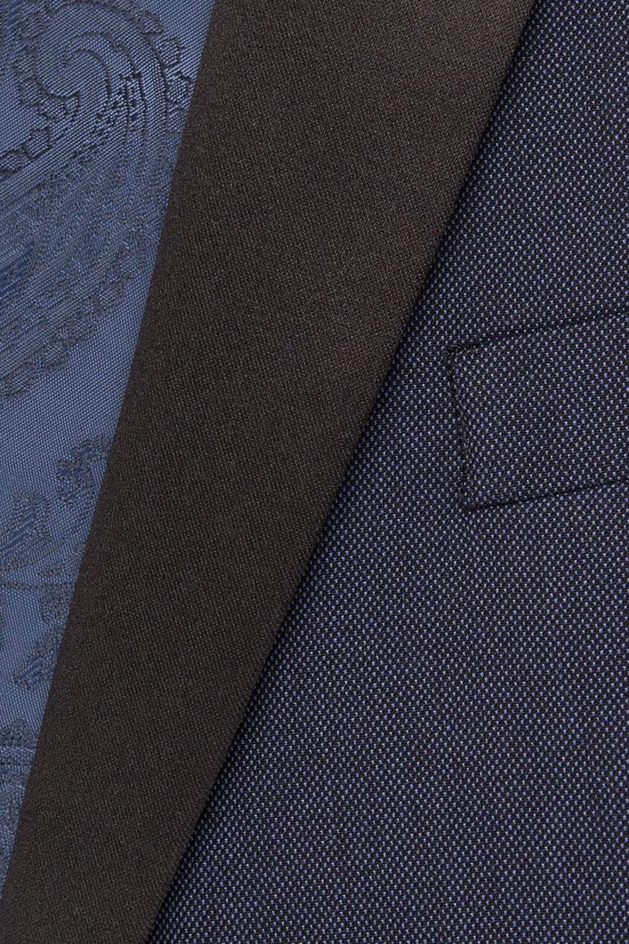 "Sebastian" Indigo Pindot Tuxedo Jacket Shawl (Separates) Tux-USA