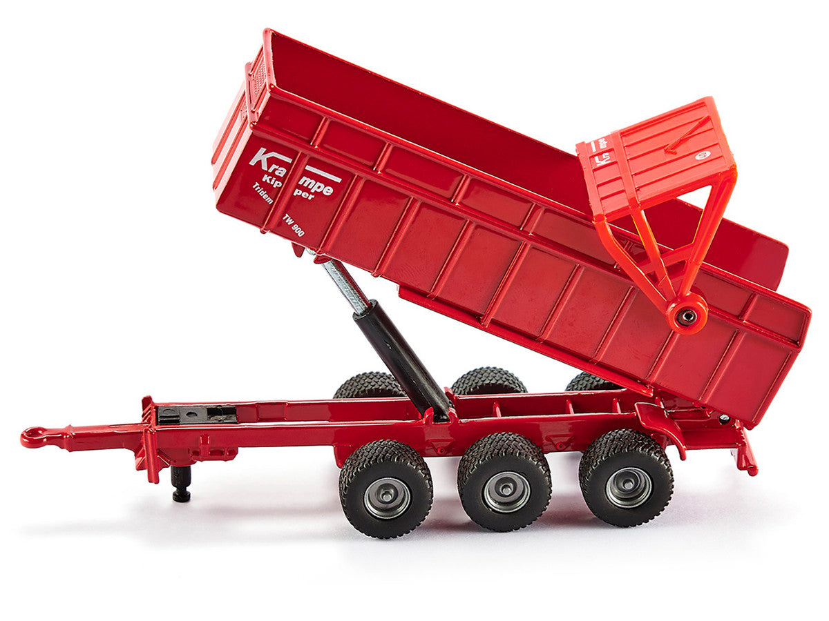 Massey Ferguson 8480 Dyna VT Tractor Red with Silver Top and Krampe Dump Trailer Red 1/87 (HO) Diecast Models by Siku SIKU