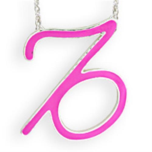 SNK04PINK - Silver Brass Chain Pendant with Epoxy  in Rose-0