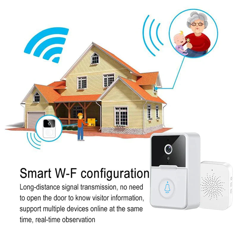 Wireless Security Smart WiFi Doorbell Intercom Video Camera Door Ring Bell Chime Pi-Mart