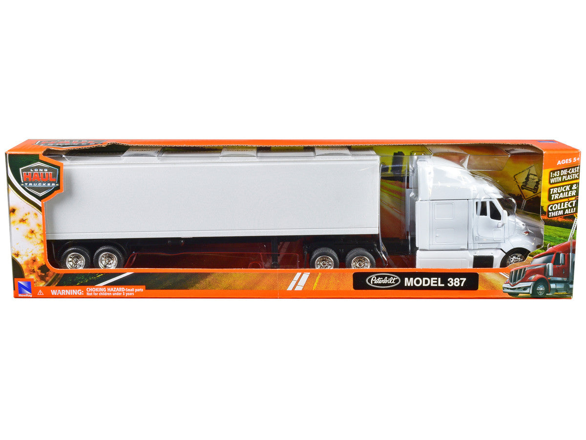 Peterbilt 387 Truck with Dry Goods Trailer White "Long Haul Trucker" Series 1/43 Diecast Model by New Ray New Ray