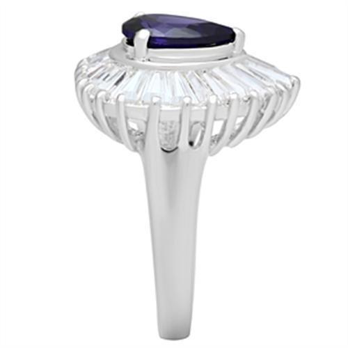 SS004 - Silver 925 Sterling Silver Ring with AAA Grade CZ  in Tanzanite-3