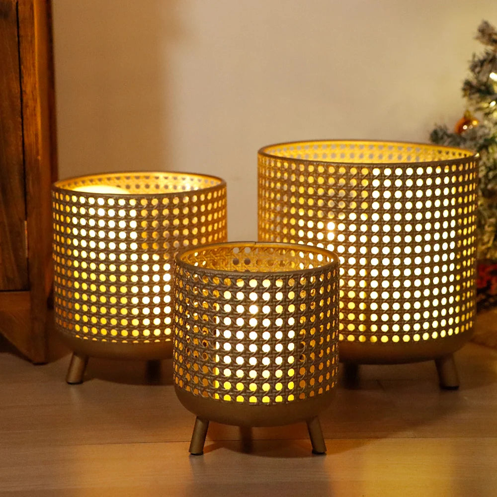 Set of 3 Plant Pots 10/8.5/7''H (Antique Gold) JHY DESIGN