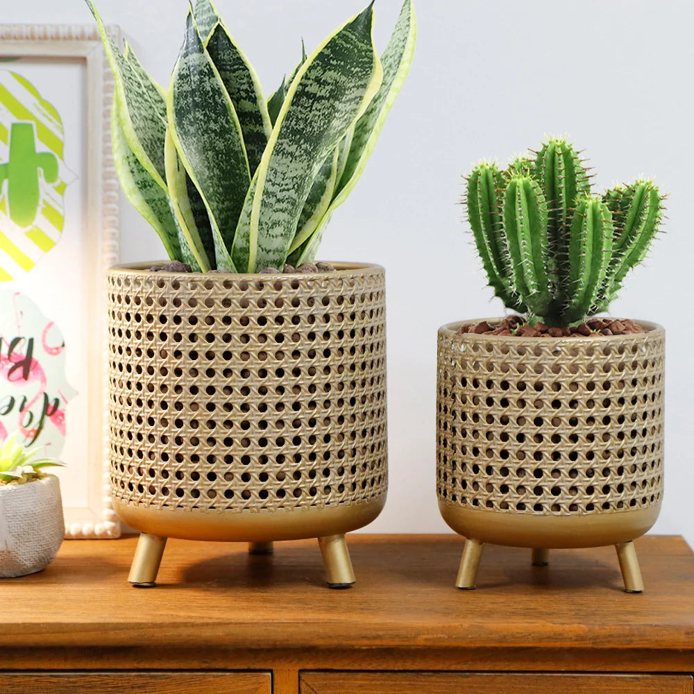Set of 3 Plant Pots 10/8.5/7''H (Antique Gold) JHY DESIGN