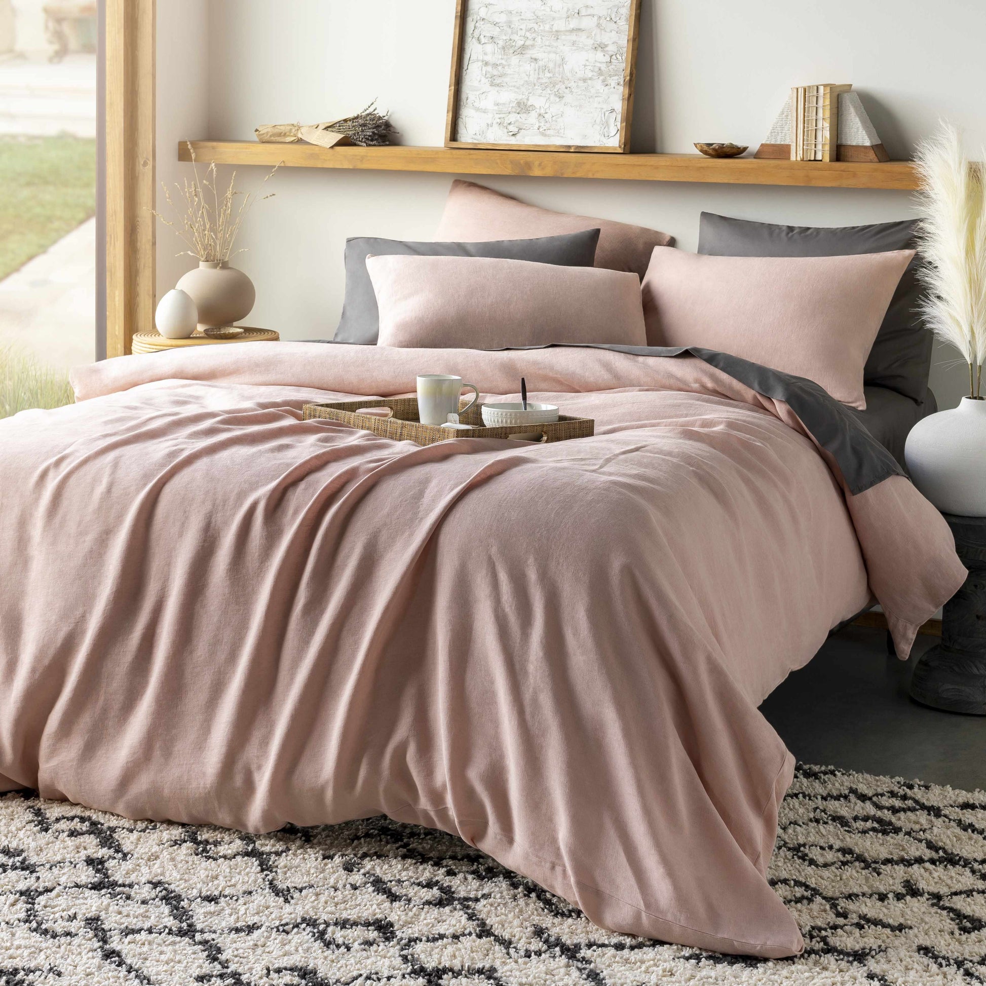 Estaca Blush Linen Bedding Boutique Rugs