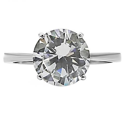 LOTK013 - High polished (no plating) Stainless Steel Ring with AAA Grade CZ  in Clear-9mm Alamode