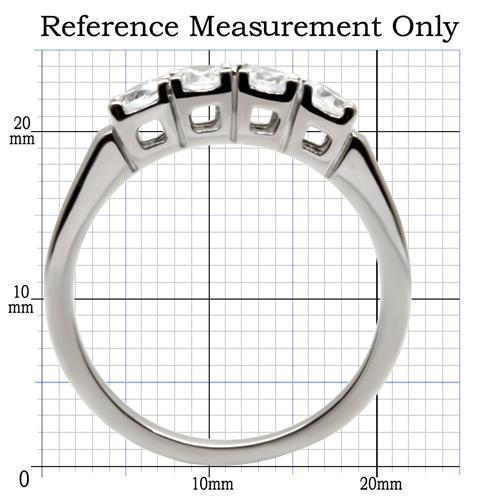 TK047 - High polished (no plating) Stainless Steel Ring with AAA Grade CZ  in Clear Alamode