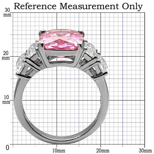 TK088 - High polished (no plating) Stainless Steel Ring with AAA Grade CZ  in Rose Alamode