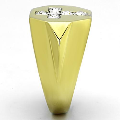 TK1062 - Two-Tone IP Gold (Ion Plating) Stainless Steel Ring with Top Grade Crystal  in Clear Alamode