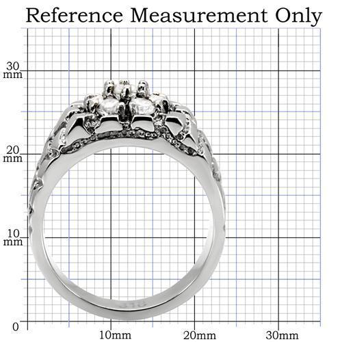 TK121 - High polished (no plating) Stainless Steel Ring with AAA Grade CZ  in Clear Alamode