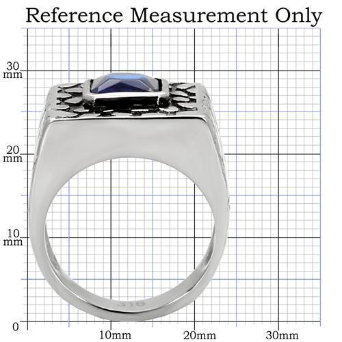 TK128 - High polished (no plating) Stainless Steel Ring with Synthetic Synthetic Glass in Montana Alamode