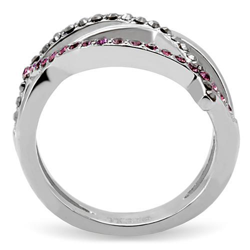 TK156 - High polished (no plating) Stainless Steel Ring with Top Grade Crystal  in Multi Color Alamode