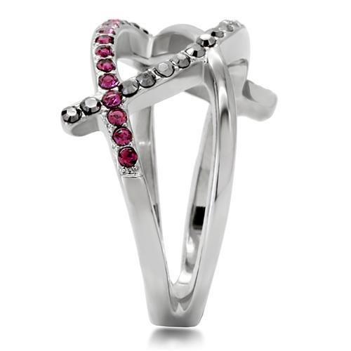 TK156 - High polished (no plating) Stainless Steel Ring with Top Grade Crystal  in Multi Color Alamode