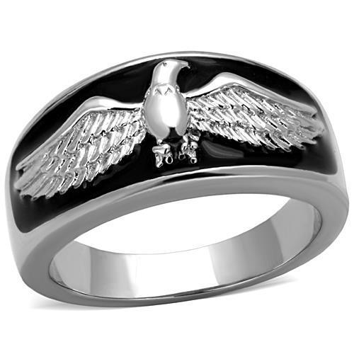 TK1597 - High polished (no plating) Stainless Steel Ring with Epoxy  in Jet-0