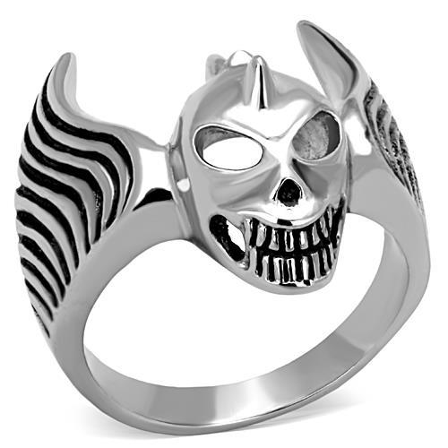 TK1599 - High polished (no plating) Stainless Steel Ring with Epoxy  in Jet Alamode