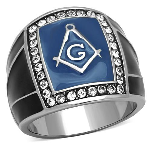 TK1612 - High polished (no plating) Stainless Steel Ring with Top Grade Crystal  in Clear Alamode