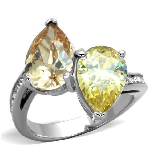 TK1820 - High polished (no plating) Stainless Steel Ring with AAA Grade CZ  in Multi Color-0