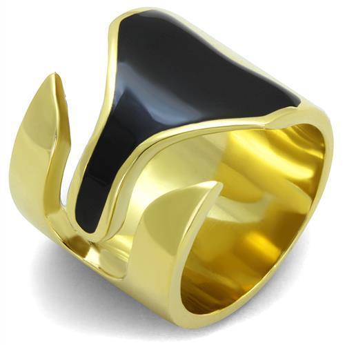 TK1860 - IP Gold(Ion Plating) Stainless Steel Ring with Epoxy  in Jet Alamode