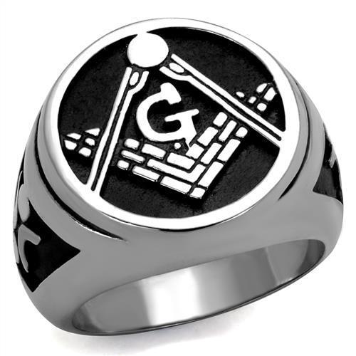 TK2315 - High polished (no plating) Stainless Steel Ring with Epoxy  in Jet-0