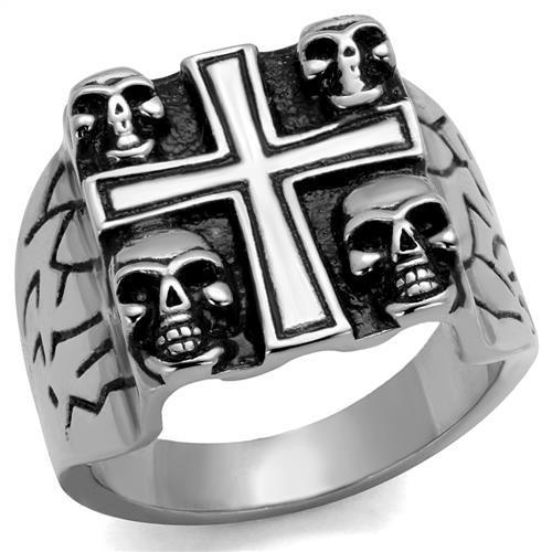 TK2316 - High polished (no plating) Stainless Steel Ring with Epoxy  in Jet-0