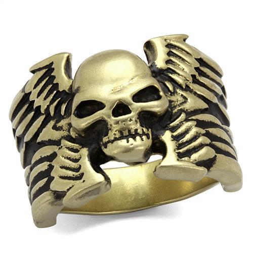 TK2445 - IP Antique Copper Stainless Steel Ring with Epoxy  in Jet-0