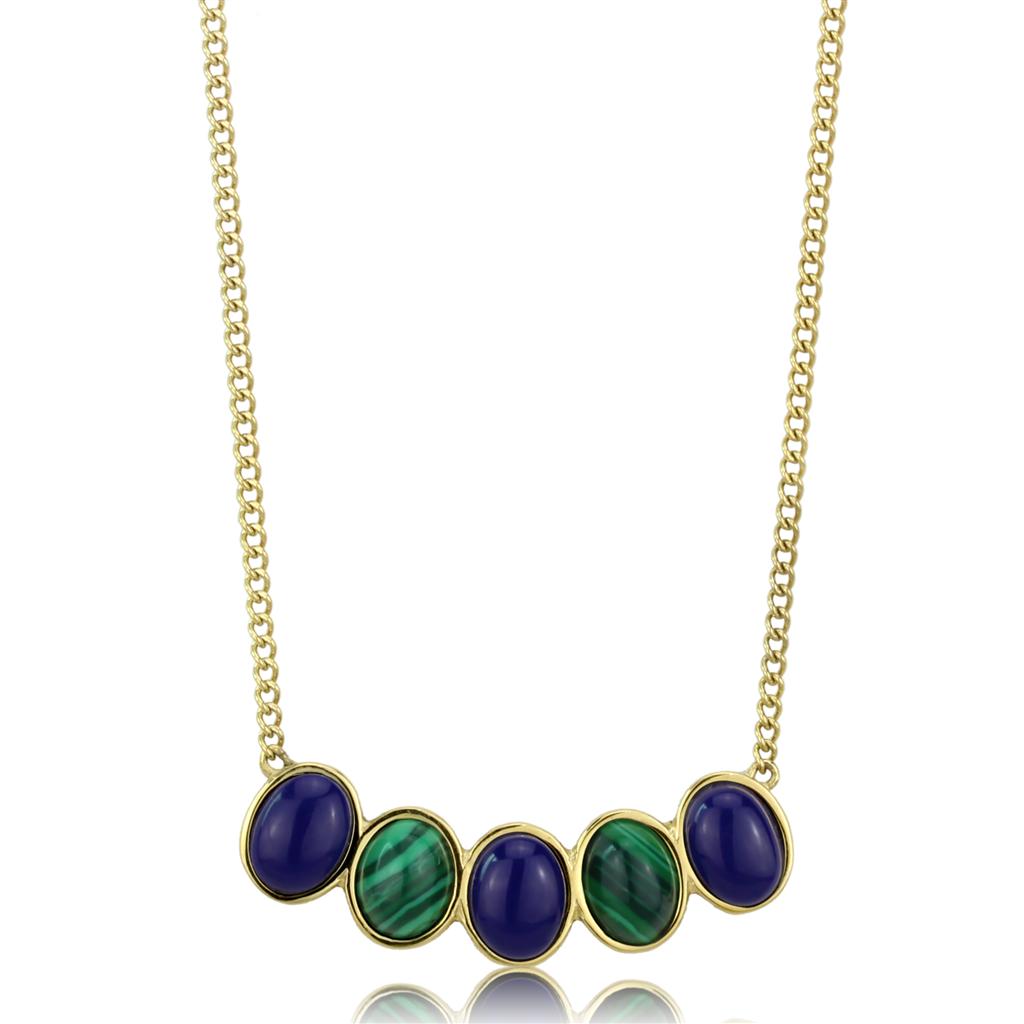 TK2911 - IP Gold(Ion Plating) Stainless Steel Necklace with Precious Stone Lapis in Montana Alamode