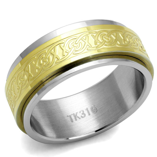 TK2939 - Two-Tone IP Gold (Ion Plating) Stainless Steel Ring with No Stone Alamode