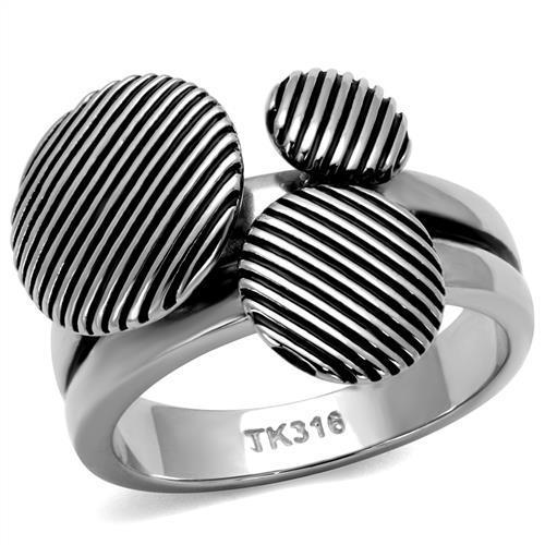 TK2973 - High polished (no plating) Stainless Steel Ring with Epoxy  in Jet Alamode