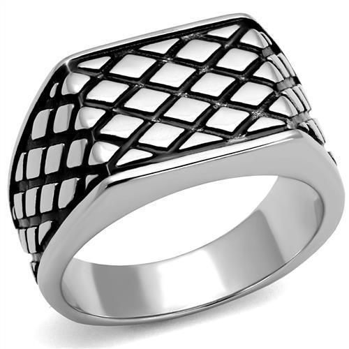 TK3009 - High polished (no plating) Stainless Steel Ring with Epoxy  in Jet Alamode
