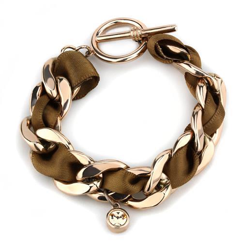 TK3066 - IP Rose Gold(Ion Plating) Stainless Steel Bracelet with Top Grade Crystal  in Light Peach-0