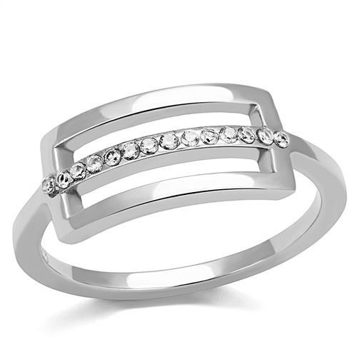 TK3177 - High polished (no plating) Stainless Steel Ring with AAA Grade CZ  in Clear Alamode