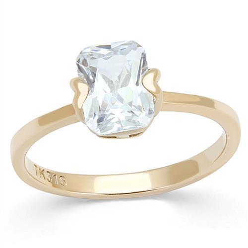 TK3179 - IP Rose Gold(Ion Plating) Stainless Steel Ring with AAA Grade CZ  in Clear Alamode