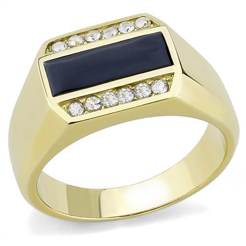TK3222 - IP Gold(Ion Plating) Stainless Steel Ring with AAA Grade CZ  in Clear Alamode