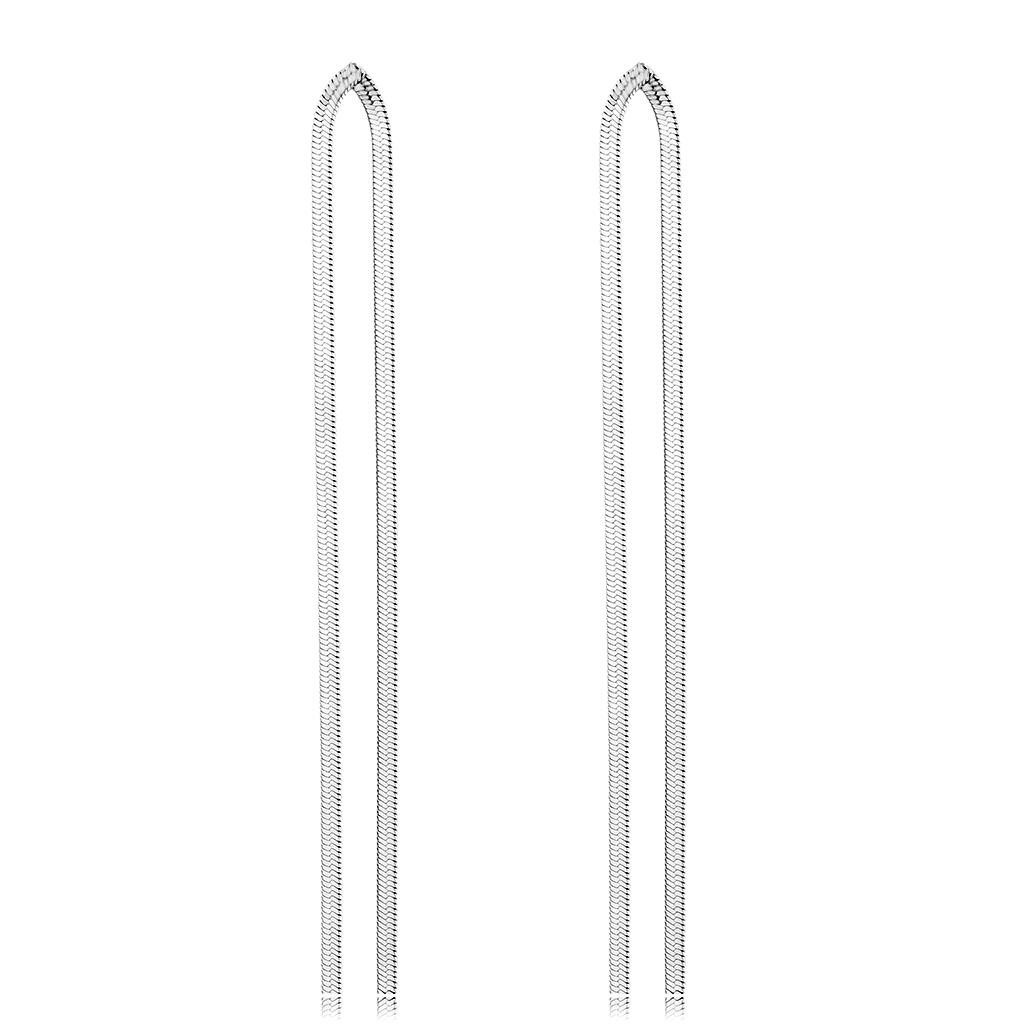 TK3530 - High polished (no plating) Stainless Steel Earrings with No Stone-0