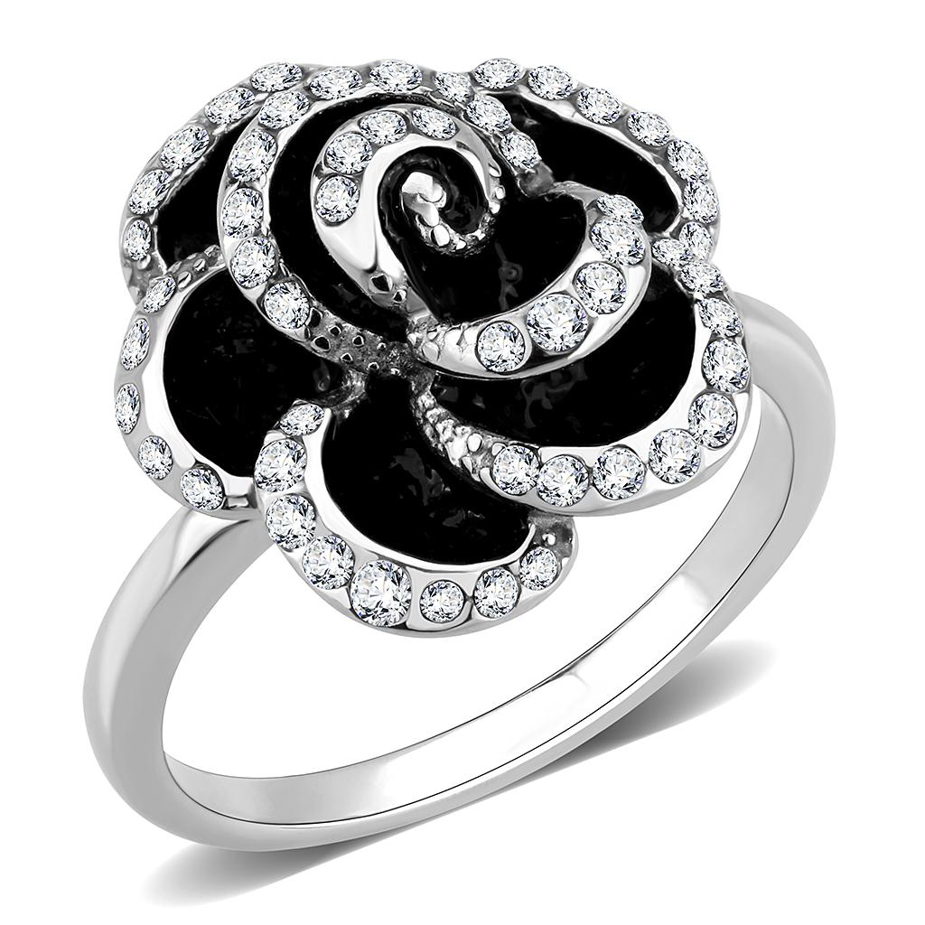 TK3577 - No Plating Stainless Steel Ring with Top Grade Crystal  in Clear Alamode