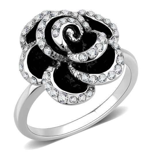 TK3577 - No Plating Stainless Steel Ring with Top Grade Crystal  in Clear Alamode