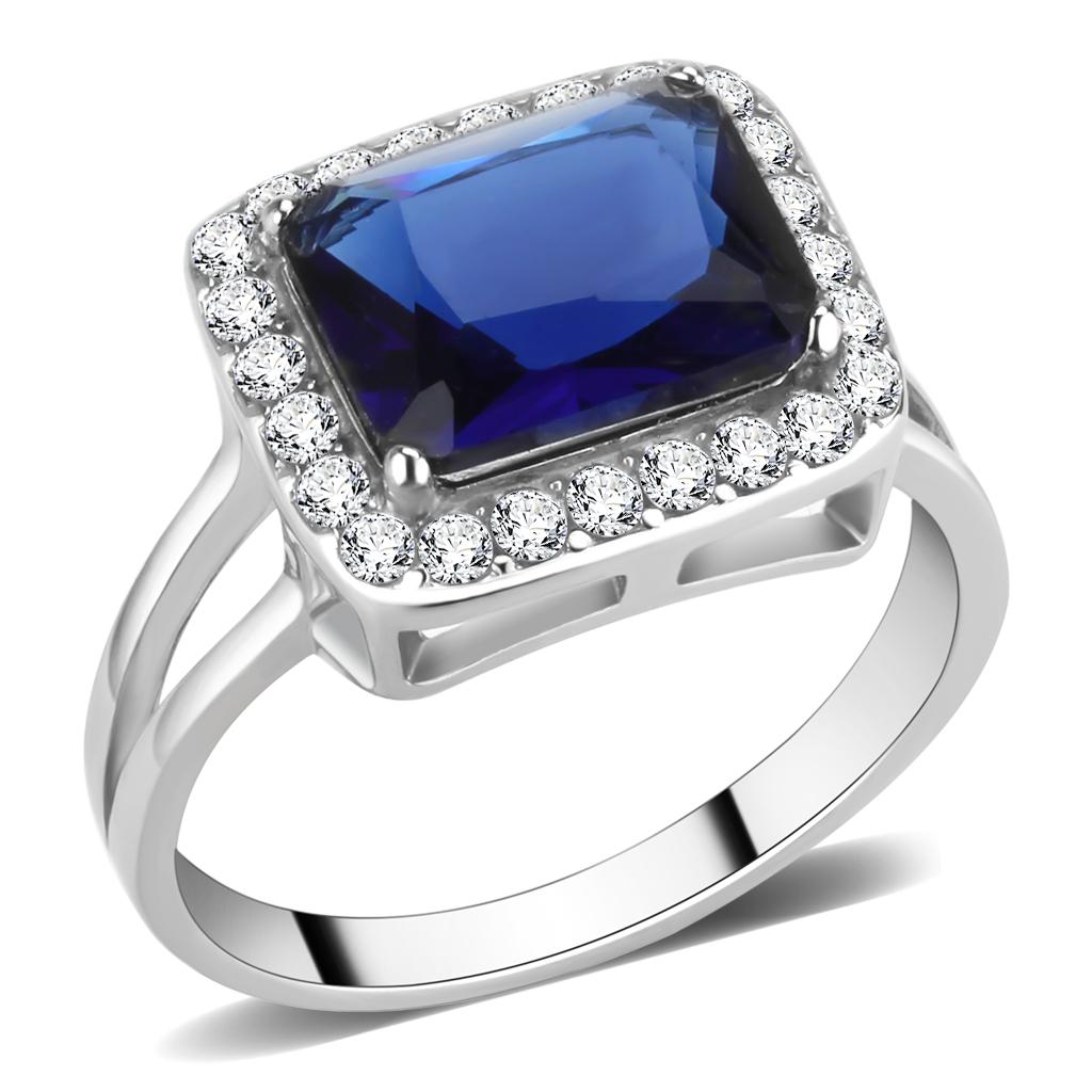 TK3696 - High polished (no plating) Stainless Steel Ring with Synthetic Synthetic Glass in Montana-0