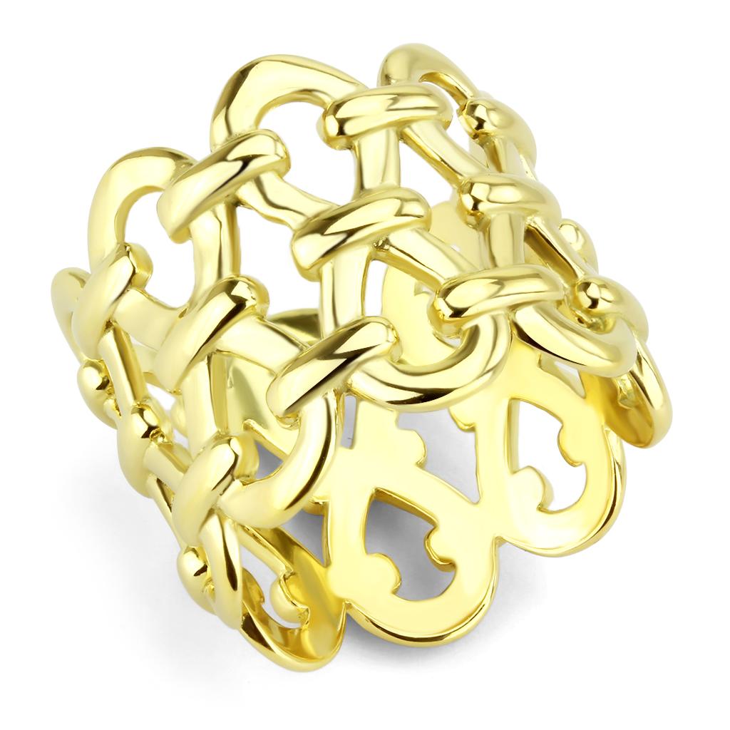 TK3716 - IP Gold(Ion Plating) Stainless Steel Ring with No Stone Alamode