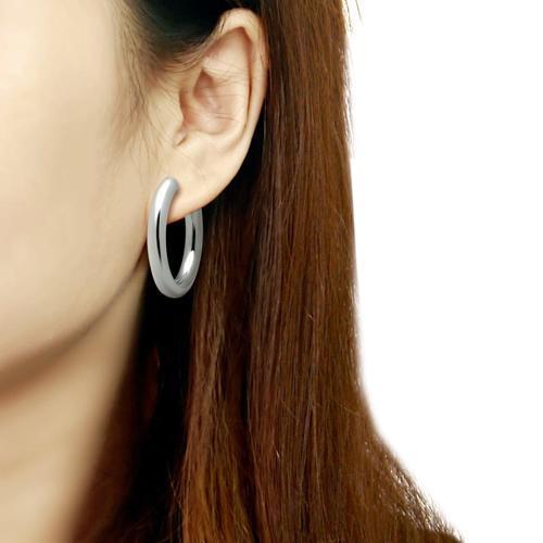 TK424 - High polished (no plating) Stainless Steel Earrings with No Stone Alamode