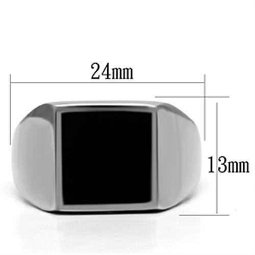 TK594 - High polished (no plating) Stainless Steel Ring with Epoxy  in Jet Alamode