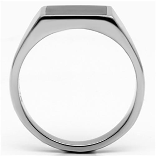 TK594 - High polished (no plating) Stainless Steel Ring with Epoxy  in Jet Alamode