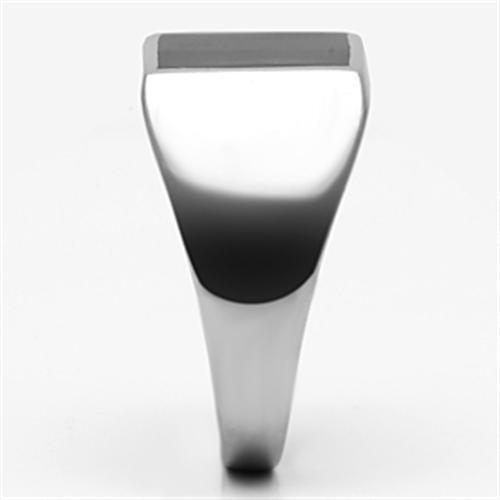 TK594 - High polished (no plating) Stainless Steel Ring with Epoxy  in Jet Alamode