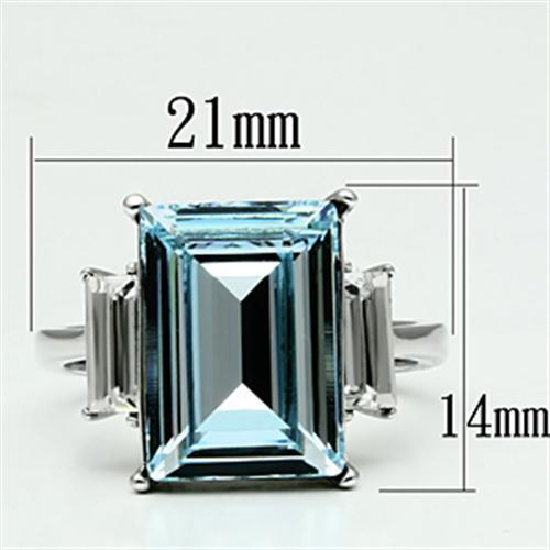 TK650 - High polished (no plating) Stainless Steel Ring with Top Grade Crystal  in Sea Blue Alamode