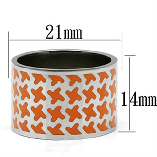 TK679 - High polished (no plating) Stainless Steel Ring with Epoxy  in Orange Alamode