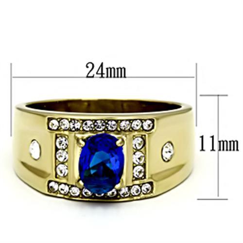 TK715 - IP Gold(Ion Plating) Stainless Steel Ring with Synthetic Synthetic Glass in Montana Alamode