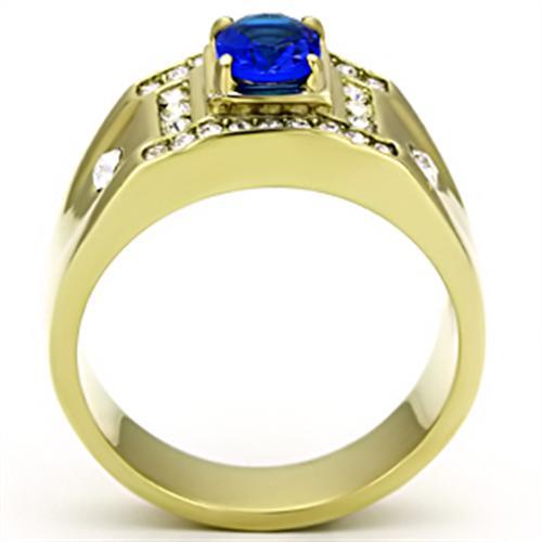 TK715 - IP Gold(Ion Plating) Stainless Steel Ring with Synthetic Synthetic Glass in Montana Alamode