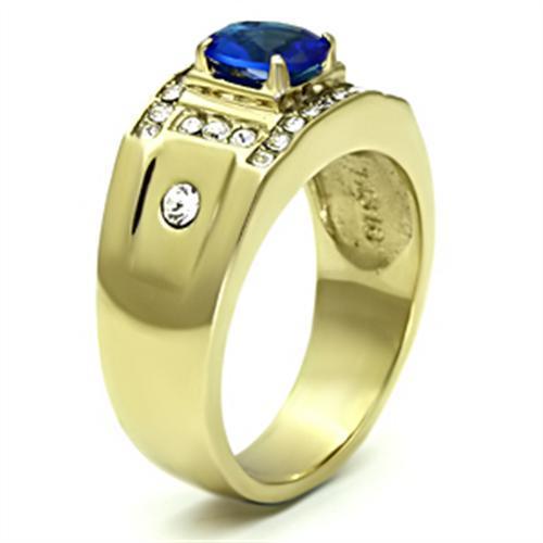 TK715 - IP Gold(Ion Plating) Stainless Steel Ring with Synthetic Synthetic Glass in Montana Alamode