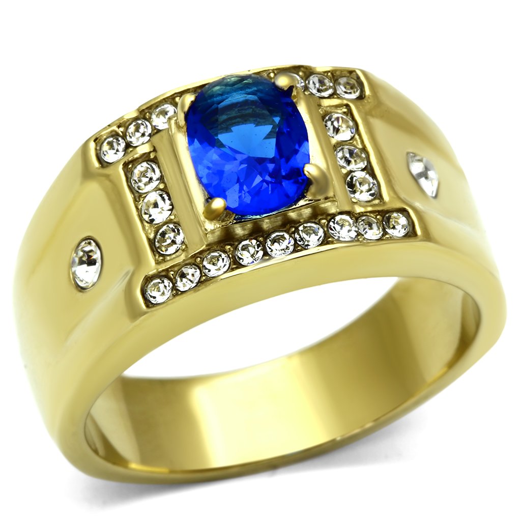 TK715 - IP Gold(Ion Plating) Stainless Steel Ring with Synthetic Synthetic Glass in Montana Alamode
